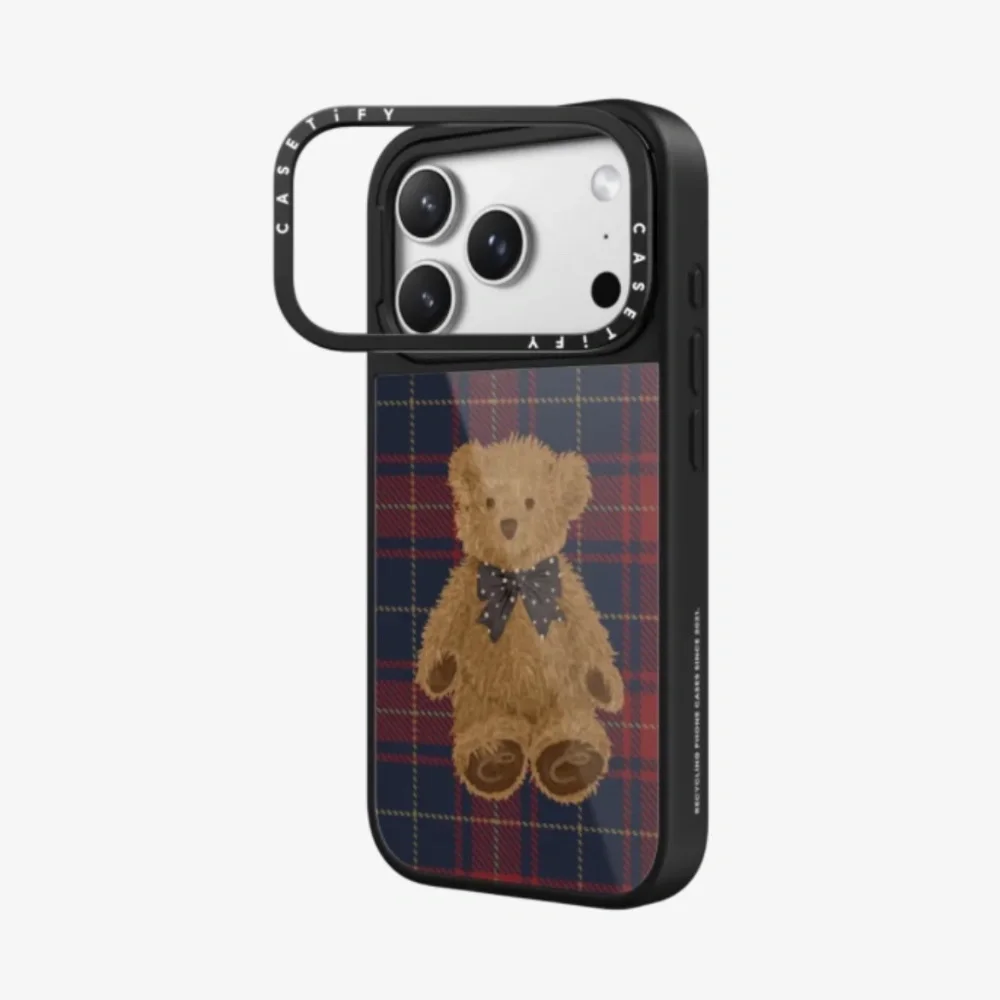 Casetify Plaid Bear iPhone 17 case with MagSafe and stand